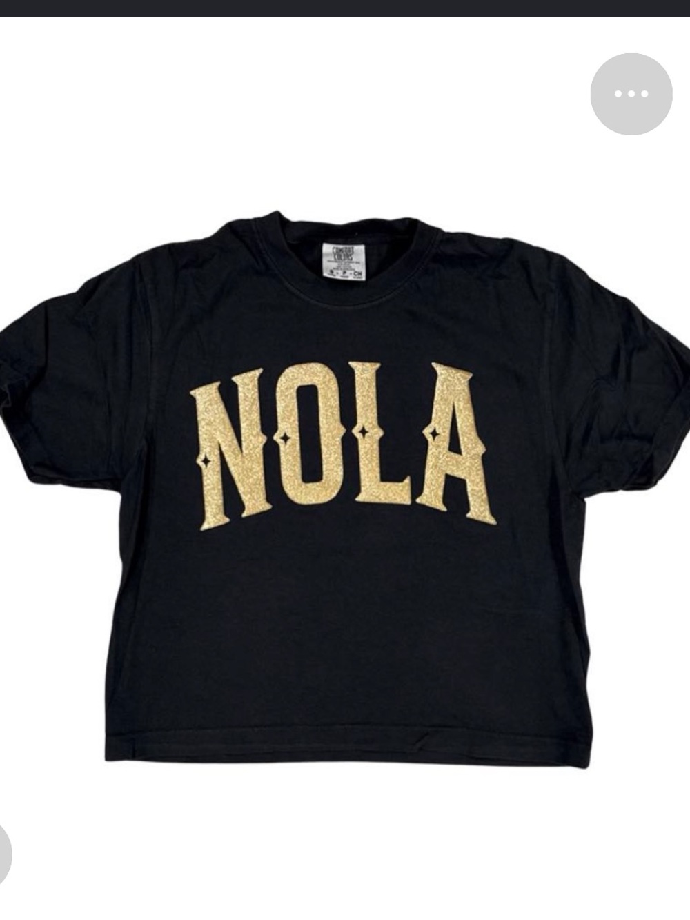 NOLA Black Crop Tee with Gold Print